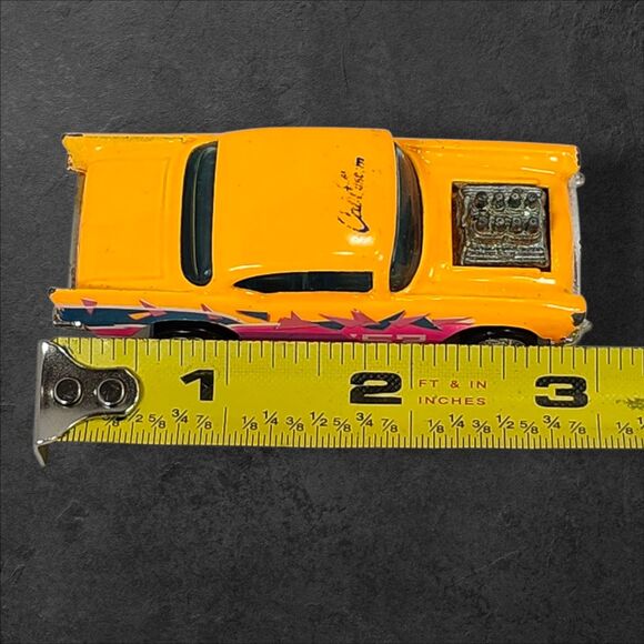 Vintage Hot Wheels '57 Chevy #56 Mattel 1976 Malaysia Orange Pink Triangle Retro - Picture 7 of 7